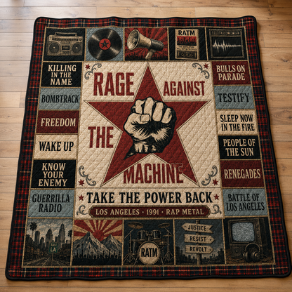 Rage Against The Machine Quilt Blanket – Vintage Rock Music Blanket For RATM Fans