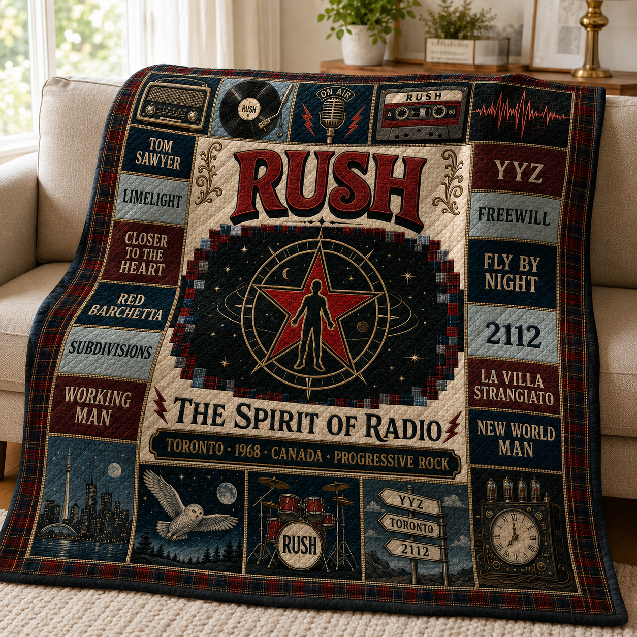 Rush Quilt Blanket – Iconic Symbol Nostalgic High Quality Blanket