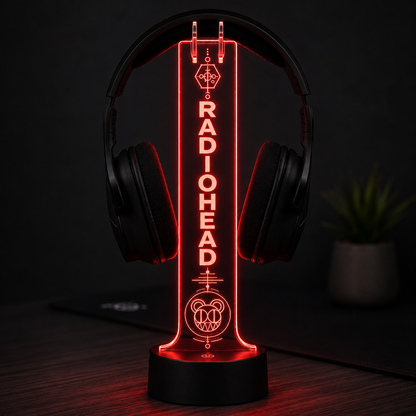 Radiohead LED Acrylic Headphone Stand – RGB Desk Headset Holder, Music Fan Gift, Gamer Headphone Display With Remote Control