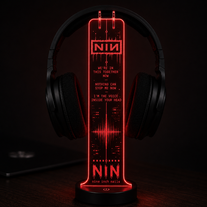 Nine Inch Nails LED Acrylic Headphone Stand – RGB Desk Headset Holder, Music Fan Gift, Gamer Headphone Display With Remote Control