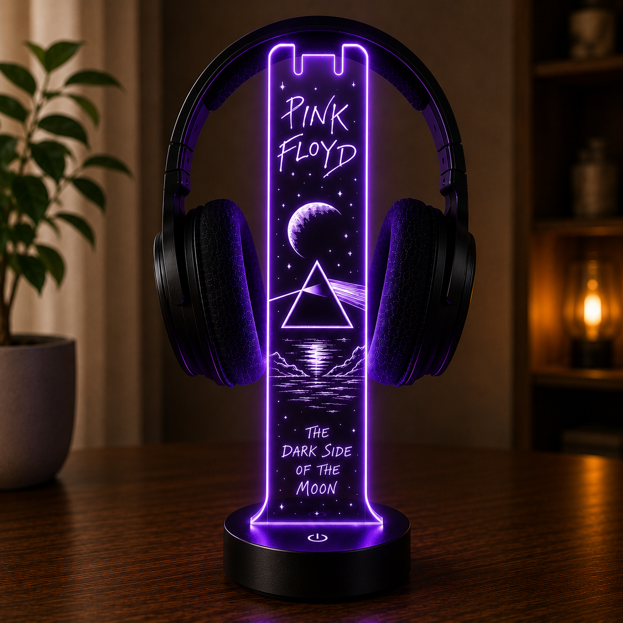 Pink Floyd LED Acrylic Headphone Stand – RGB Desk Headset Holder, Music Fan Gift, Gamer Headphone Display With Remote Control