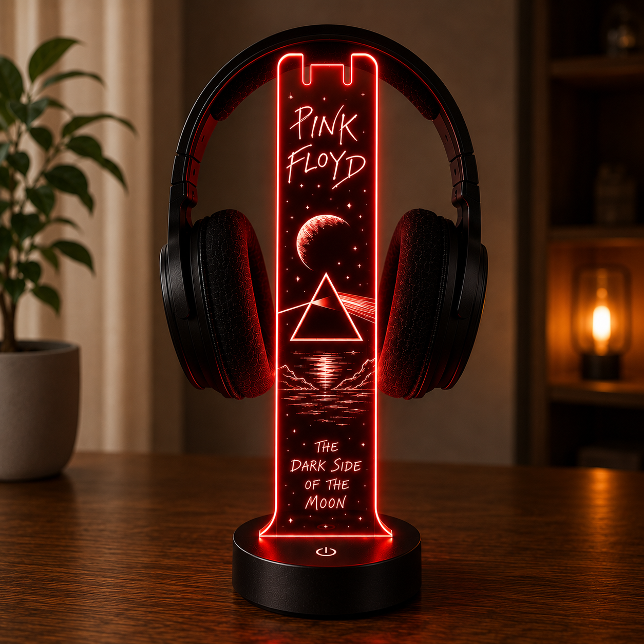 Pink Floyd LED Acrylic Headphone Stand – RGB Desk Headset Holder, Music Fan Gift, Gamer Headphone Display With Remote Control