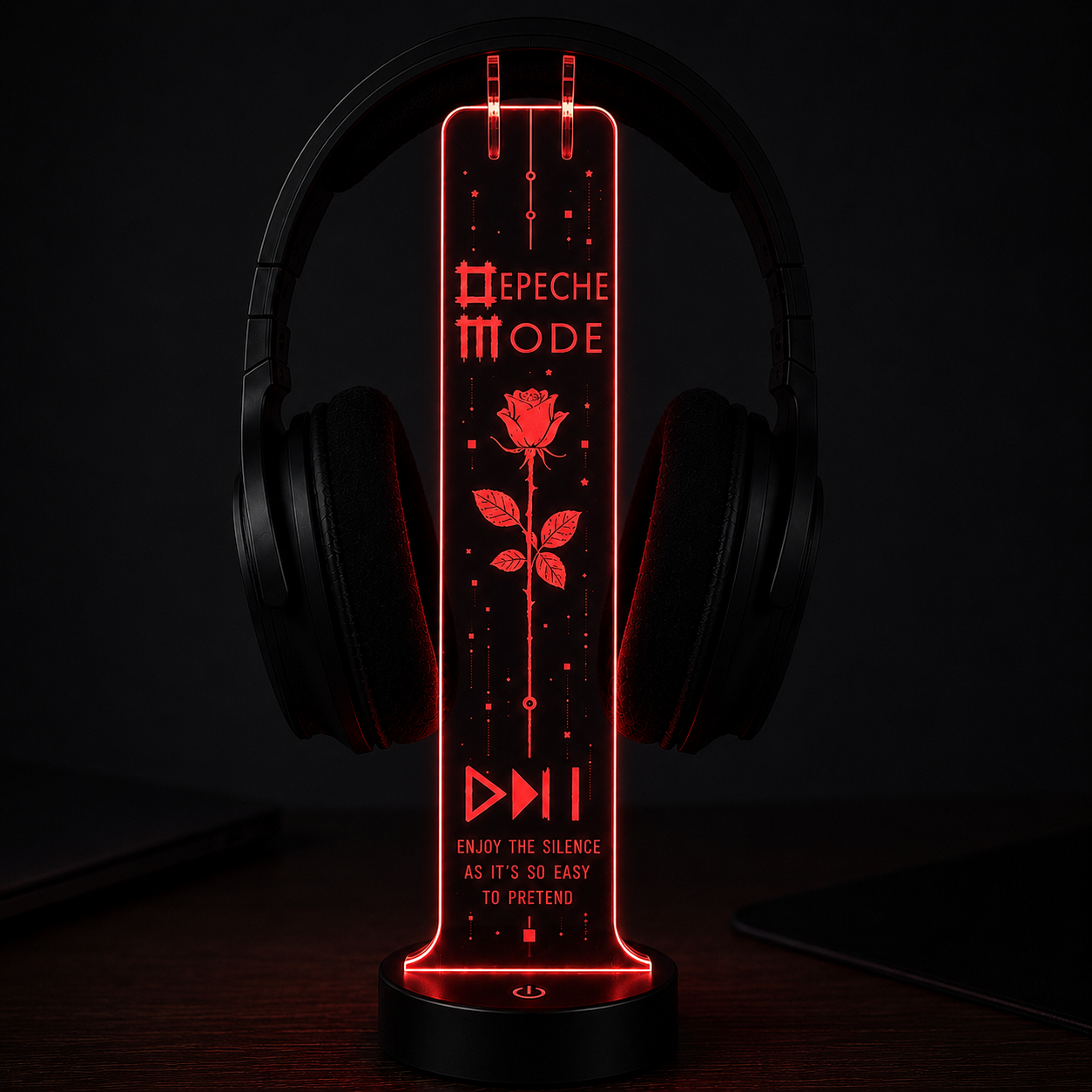 Depeche Mode LED Acrylic Headphone Stand – RGB Desk Headset Holder, Music Fan Gift, Gamer Headphone Display With Remote Control