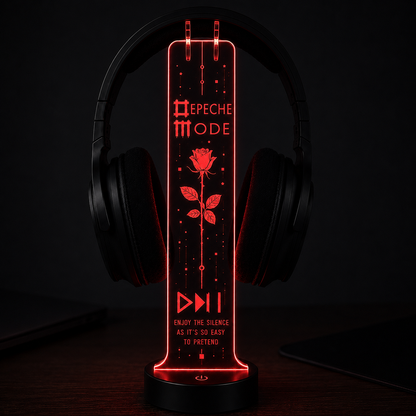 Depeche Mode LED Acrylic Headphone Stand – RGB Desk Headset Holder, Music Fan Gift, Gamer Headphone Display With Remote Control