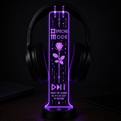 Depeche Mode LED Acrylic Headphone Stand – RGB Desk Headset Holder, Music Fan Gift, Gamer Headphone Display With Remote Control