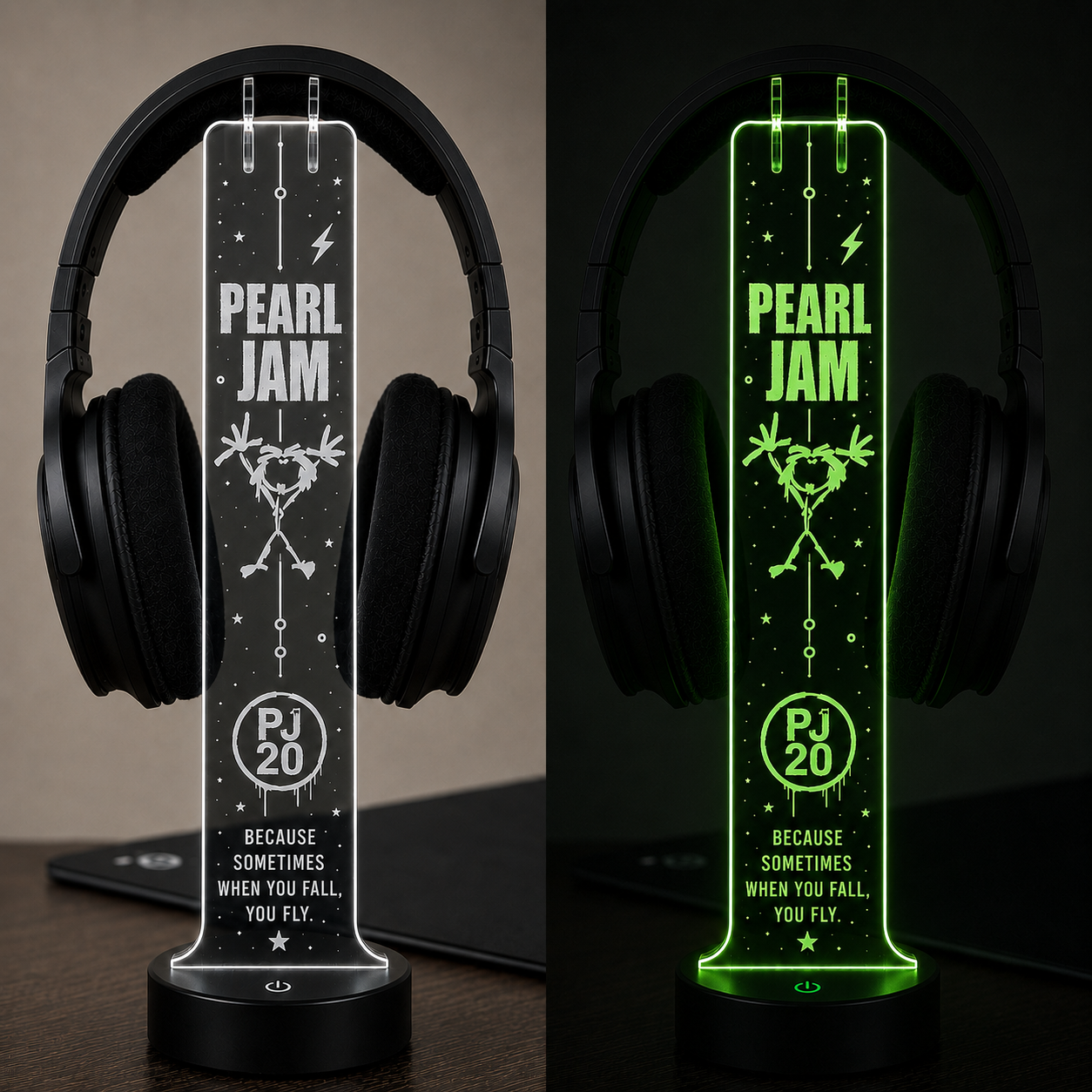 Pearl Jam LED Acrylic Headphone Stand – RGB Desk Headset Holder, Music Fan Gift, Gamer Headphone Display With Remote Control