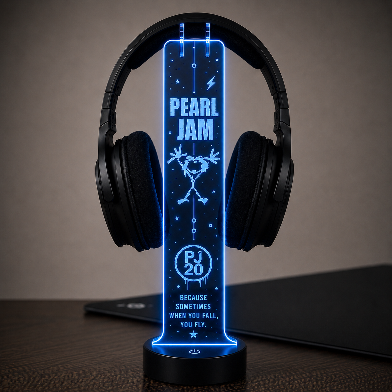 Pearl Jam LED Acrylic Headphone Stand – RGB Desk Headset Holder, Music Fan Gift, Gamer Headphone Display With Remote Control