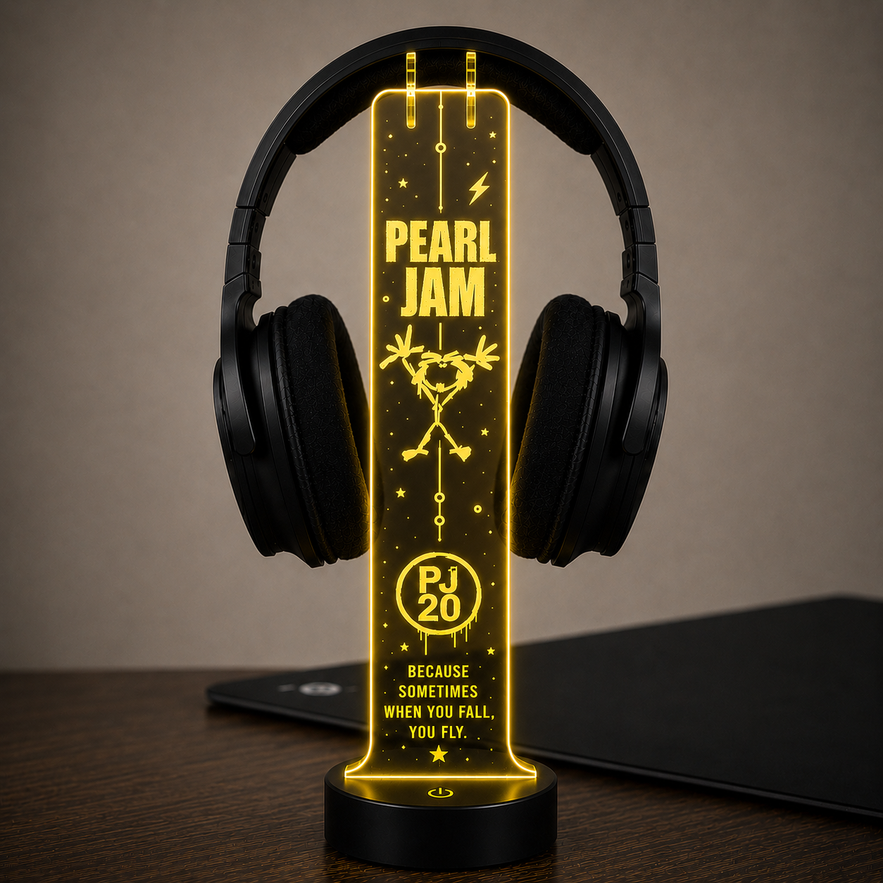 Pearl Jam LED Acrylic Headphone Stand – RGB Desk Headset Holder, Music Fan Gift, Gamer Headphone Display With Remote Control