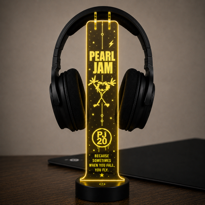 Pearl Jam LED Acrylic Headphone Stand – RGB Desk Headset Holder, Music Fan Gift, Gamer Headphone Display With Remote Control