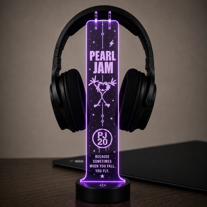 Pearl Jam LED Acrylic Headphone Stand – RGB Desk Headset Holder, Music Fan Gift, Gamer Headphone Display With Remote Control