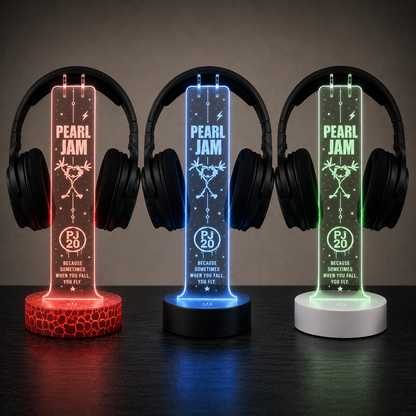 Pearl Jam LED Acrylic Headphone Stand – RGB Desk Headset Holder, Music Fan Gift, Gamer Headphone Display With Remote Control