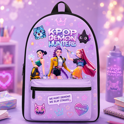 KPop Demon Hunters Kids Backpack – Cute Anime School Backpack for Girls, Kawaii Bookbag, K-Pop Fan Gift, Lightweight Travel Backpack