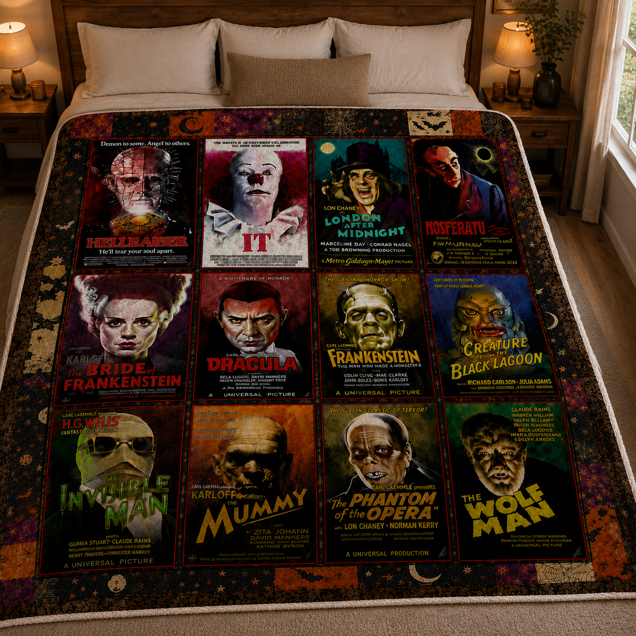 Classic Horror Characters Sherpa Blanket – Vintage Universal Monsters Halloween Cozy Sherpa Blanker