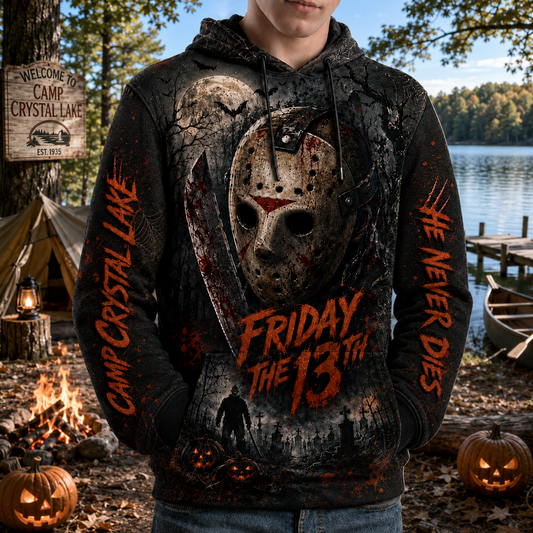 Jason Voorhees Halloween Hoodie, Friday The 13th Horror Pullover Hoodie, Vintage Gothic Sweatshirt, Slasher Movie Fan Gift