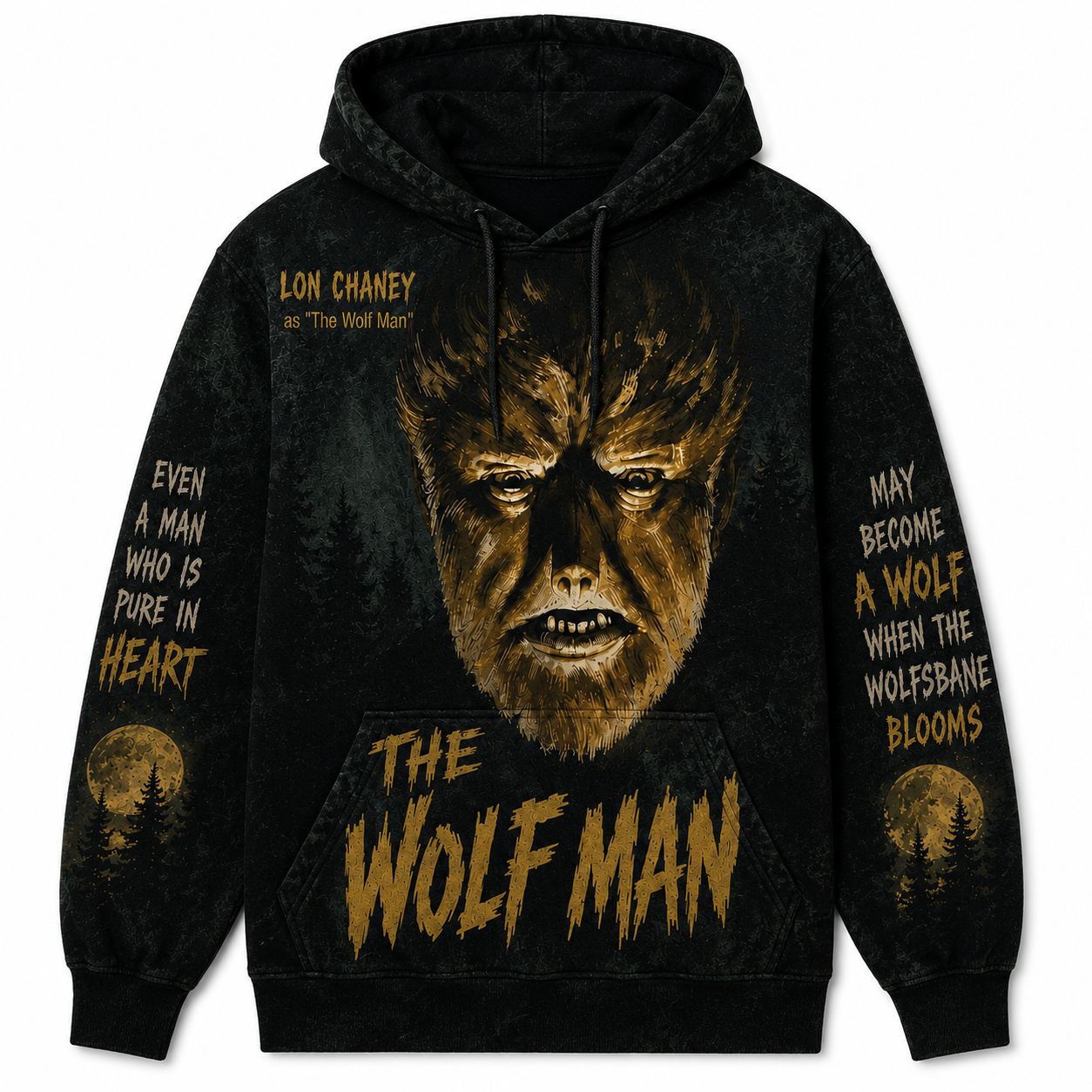 The Wolf Man Horror Hoodie, Lon Chaney Classic Monster Halloween Hoodie, Vintage Werewolf Gothic Pullover Sweatshirt, Universal Monsters Fan Gift
