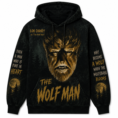The Wolf Man Horror Hoodie, Lon Chaney Classic Monster Halloween Hoodie, Vintage Werewolf Gothic Pullover Sweatshirt, Universal Monsters Fan Gift