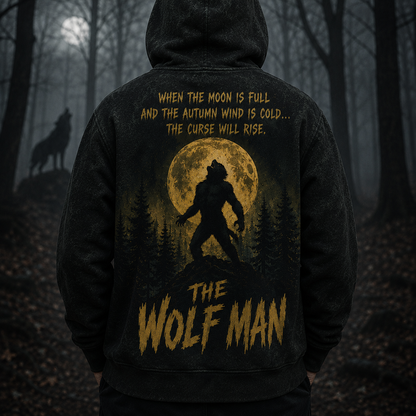 The Wolf Man Horror Hoodie, Lon Chaney Classic Monster Halloween Hoodie, Vintage Werewolf Gothic Pullover Sweatshirt, Universal Monsters Fan Gift