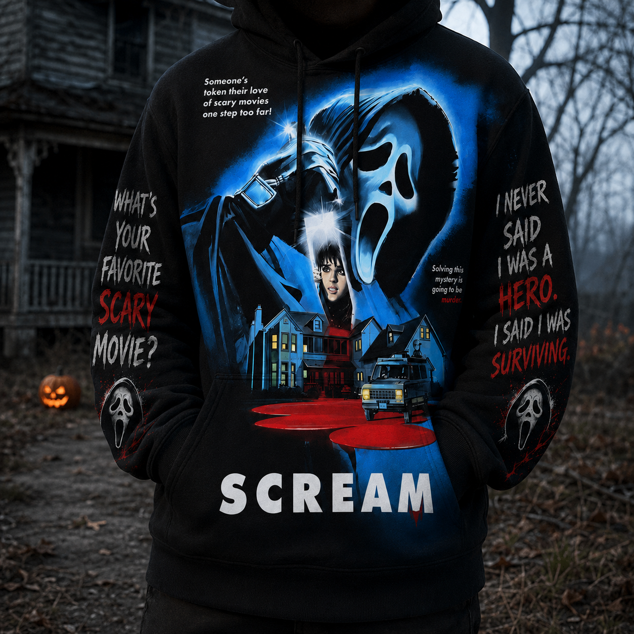Scream Ghostface Halloween Hoodie – Horror Movie 3D Print Pullover for Horror Fans