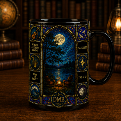 Dave Matthews Band Stained Glass Black Mug – DMB Ceramic Coffee Mug, Jam Band Fan Gift