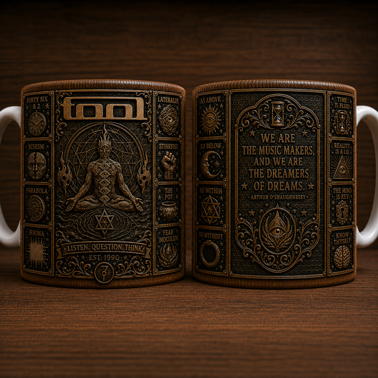 Tool Band Mug, Vintage Progressive Metal Coffee Mug, Lateralus Ceramic Cup, Schism Fan Gift, Fear Inoculum Rock Mug