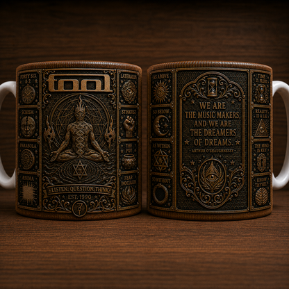 Tool Band Mug, Vintage Progressive Metal Coffee Mug, Lateralus Ceramic Cup, Schism Fan Gift, Fear Inoculum Rock Mug