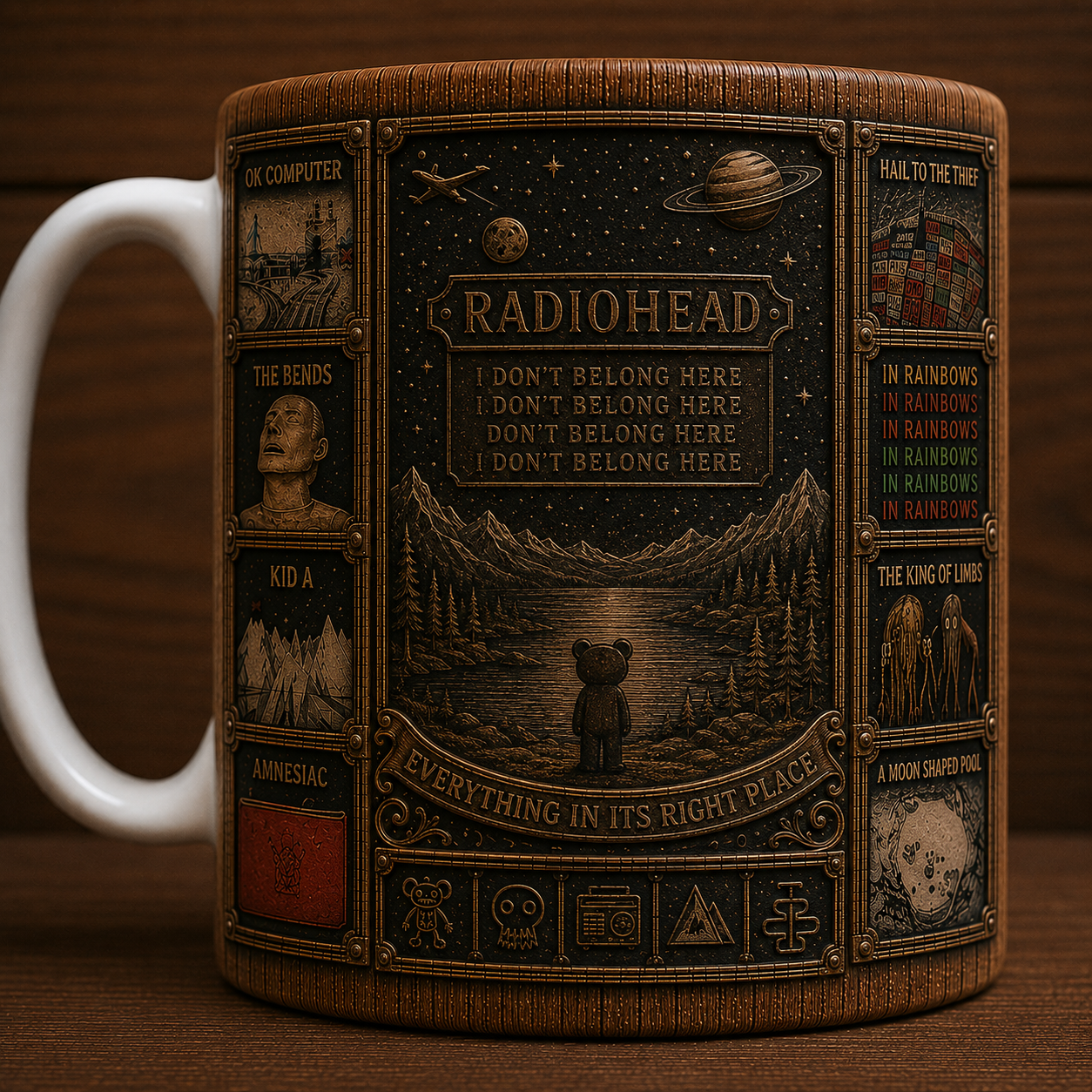 Radiohead Mug, Vintage Alternative Rock Coffee Mug, Everything In Its Right Place Ceramic Cup, OK Computer Fan Gift, Indie Rock Mug