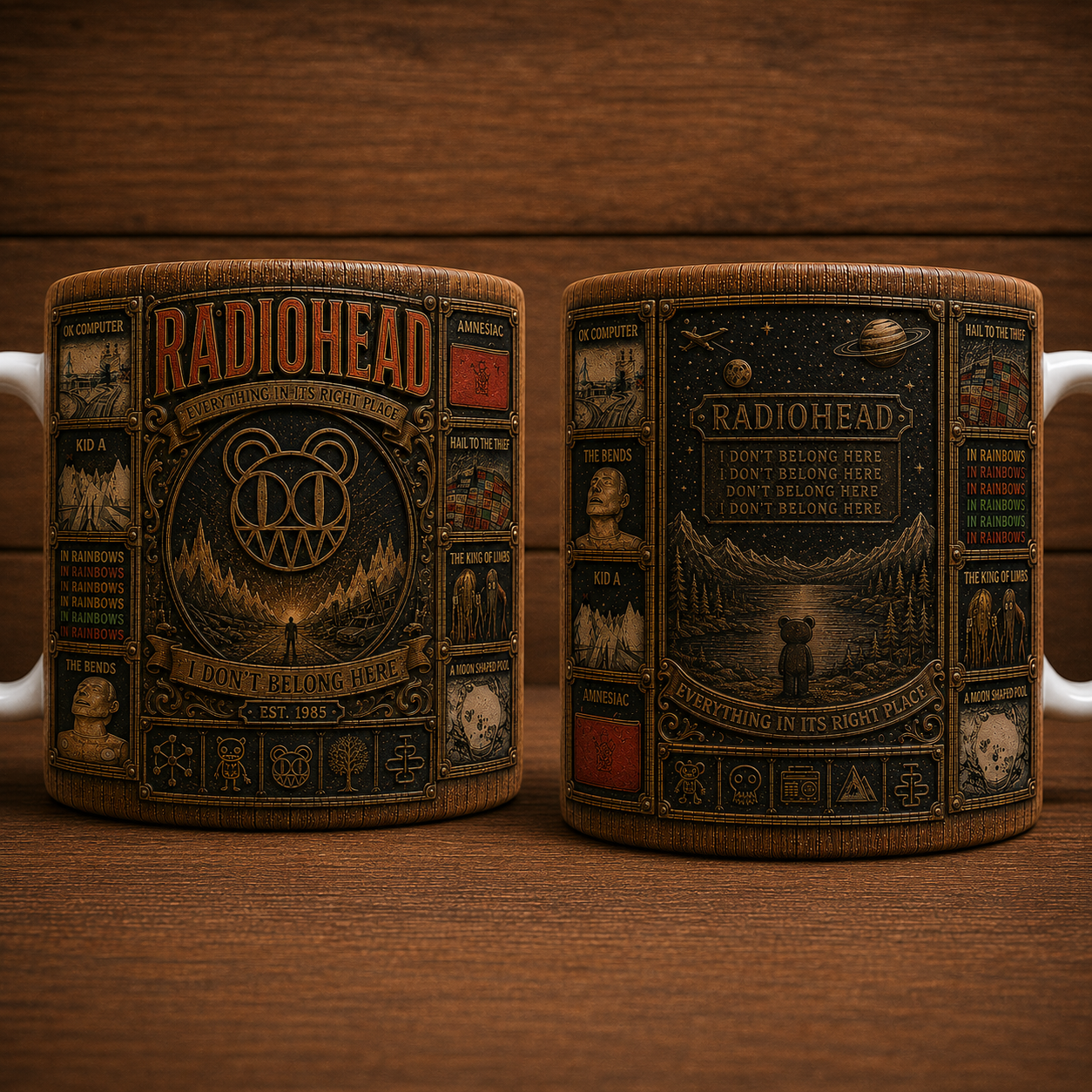 Radiohead Mug, Vintage Alternative Rock Coffee Mug, Everything In Its Right Place Ceramic Cup, OK Computer Fan Gift, Indie Rock Mug
