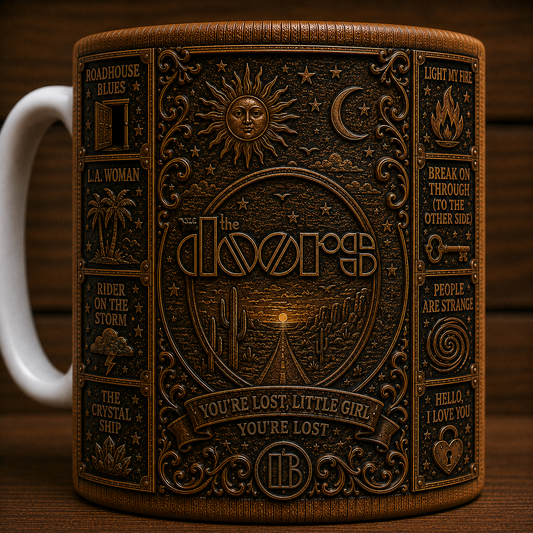 The Doors Mug, Vintage Classic Rock Coffee Mug, Break On Through Ceramic Cup, Riders on the Storm Gift, Jim Morrison Fan Mug