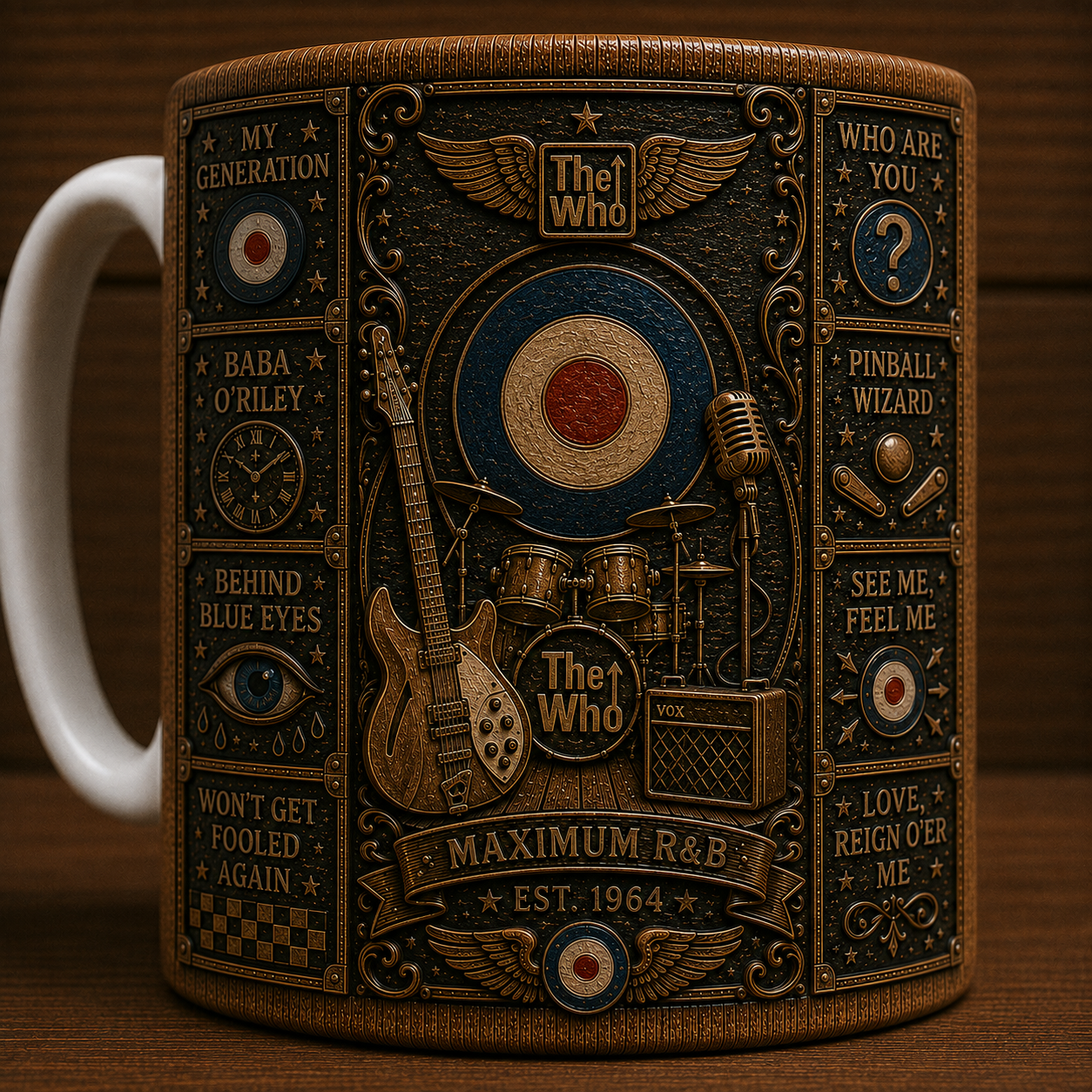 The Who Mug, Vintage Classic Rock Coffee Mug, My Generation Ceramic Cup, Baba O'Riley Gift, Maximum R&B Fan Mug