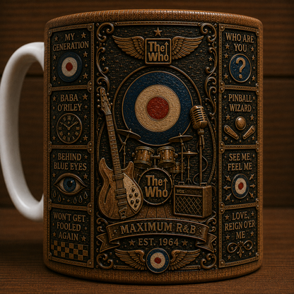 The Who Mug, Vintage Classic Rock Coffee Mug, My Generation Ceramic Cup, Baba O'Riley Gift, Maximum R&B Fan Mug