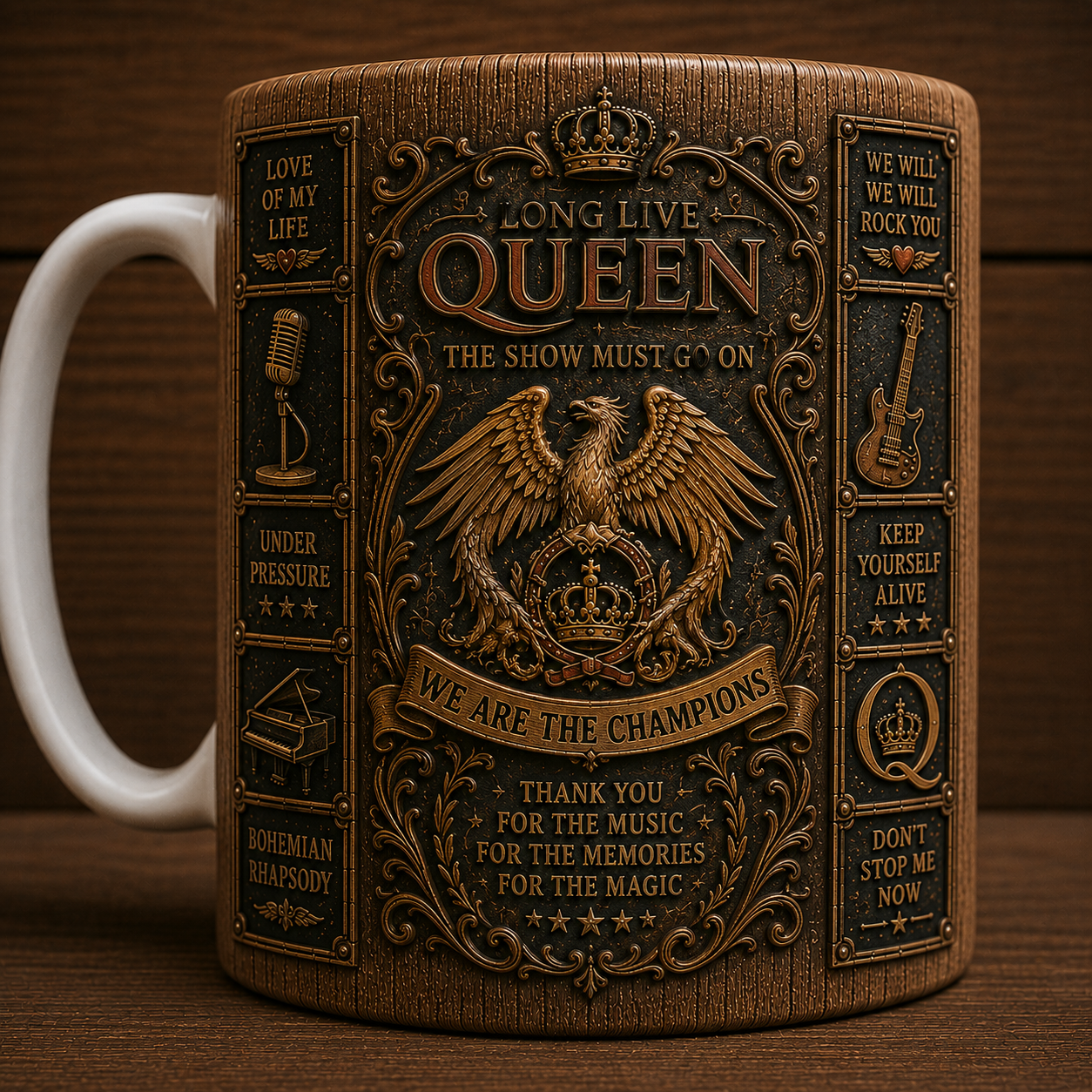 Queen Mug, Vintage Queen Band Coffee Mug, Classic Rock Ceramic Cup, Freddie Mercury Inspired Mug, Queen Fan Gift, We Will Rock You Mug