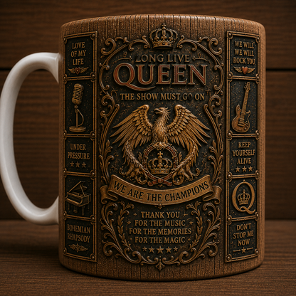 Queen Mug, Vintage Queen Band Coffee Mug, Classic Rock Ceramic Cup, Freddie Mercury Inspired Mug, Queen Fan Gift, We Will Rock You Mug