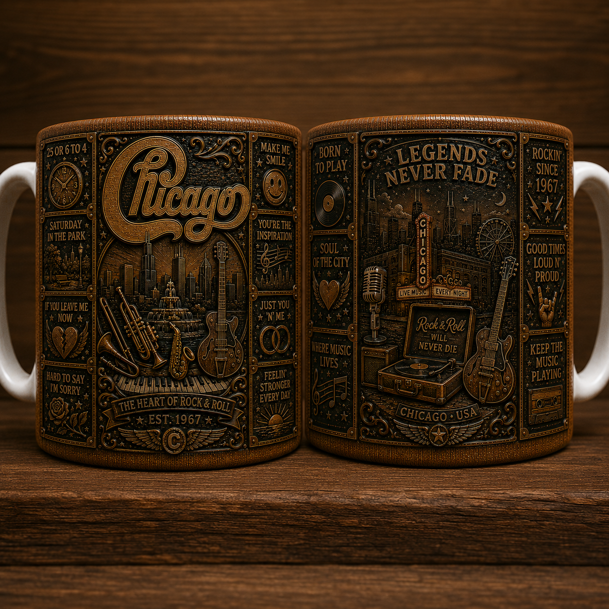 Chicago Band Mug, Vintage Chicago Coffee Mug, Classic Rock Ceramic Cup, Chicago Music Fan Gift, 25 or 6 to 4 Mug, Chicago Band Gift