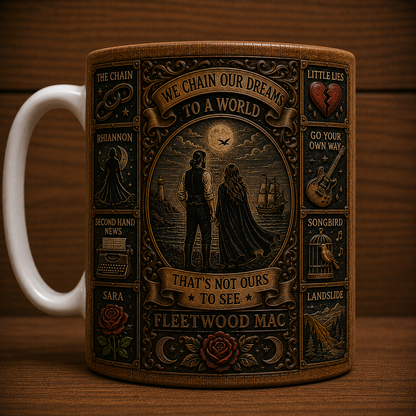 Fleetwood Mac Mug, Vintage Fleetwood Mac Coffee Mug, Dreams Ceramic Mug, Rhiannon Gift, Songbird Cup, Fleetwood Mac Fan Gift