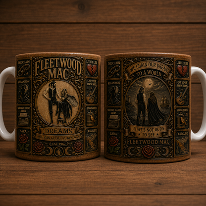 Fleetwood Mac Mug, Vintage Fleetwood Mac Coffee Mug, Dreams Ceramic Mug, Rhiannon Gift, Songbird Cup, Fleetwood Mac Fan Gift
