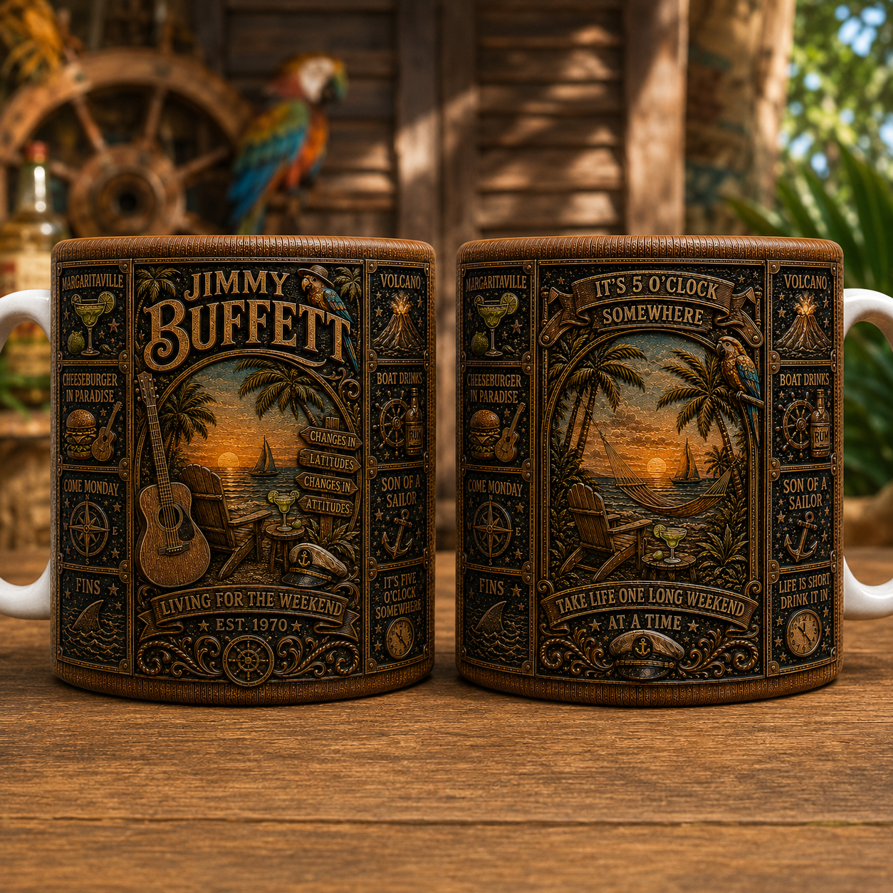Jimmy Buffett Mug, Vintage Jimmy Buffett Coffee Mug, Margaritaville Ceramic Cup, Parrothead Gift, Tropical Beach Music Mug, Jimmy Buffett Fan Gift