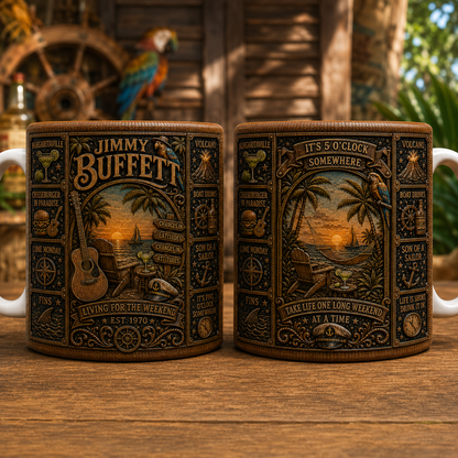 Jimmy Buffett Mug, Vintage Jimmy Buffett Coffee Mug, Margaritaville Ceramic Cup, Parrothead Gift, Tropical Beach Music Mug, Jimmy Buffett Fan Gift