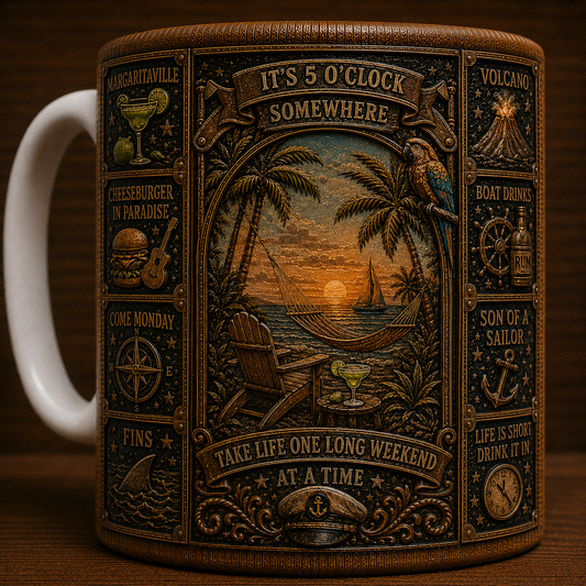 Jimmy Buffett Mug, Vintage Jimmy Buffett Coffee Mug, Margaritaville Ceramic Cup, Parrothead Gift, Tropical Beach Music Mug, Jimmy Buffett Fan Gift