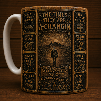 Bob Dylan Mug, Vintage Bob Dylan Coffee Mug, Folk Rock Ceramic Cup, Blowin' in the Wind Gift, Music Lover Mug, Bob Dylan Fan Gift
