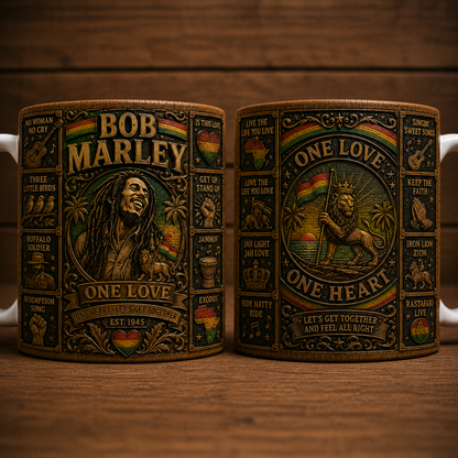 Bob Marley One Love Mug, Bob Marley Coffee Mug, Vintage Reggae Ceramic Mug, One Love Gift for Bob Marley Fans, Jamaica Music Lover Cup