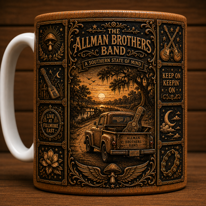 The Allman Brothers Band Mug, Southern Rock Coffee Mug, Vintage Allman Brothers Band Ceramic Mug, Fillmore East Gift, Classic Rock Fan Cup