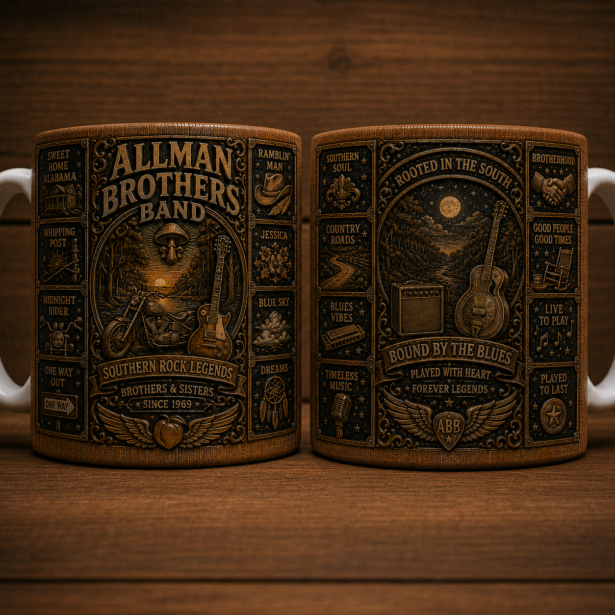 The Allman Brothers Band Mug, Southern Rock Coffee Mug, Vintage Allman Brothers Band Ceramic Mug, Fillmore East Gift, Classic Rock Fan Cup