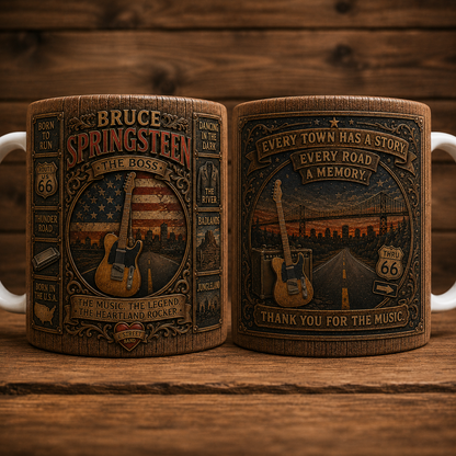 Bruce Springsteen The Boss Mug, Vintage Bruce Springsteen Coffee Mug, Born to Run Ceramic Mug, Heartland Rocker Gift, Classic Rock Fan Cup