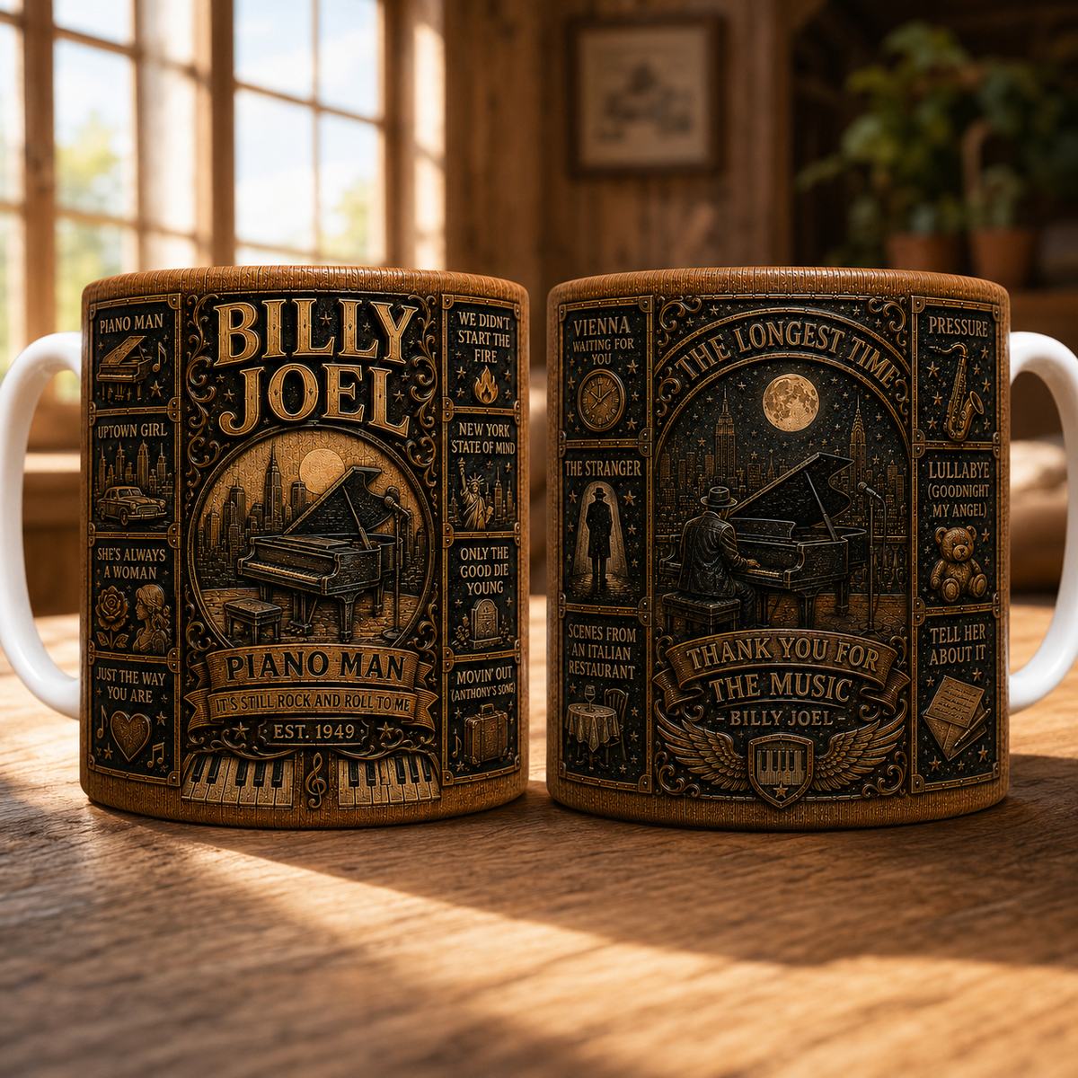 Billy Joel Mug, Piano Man Coffee Mug, Vintage Classic Rock Ceramic Cup, New York State of Mind Gift, Billy Joel Fan Mug