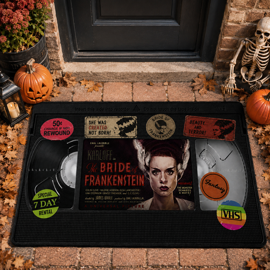 Bride of Frankenstein VHS Doormat – Vintage Horror Halloween Welcome Mat