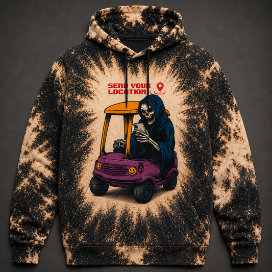 Funny GhostFace Golf Cart Hoodie – "Send Your Location" Halloween All Over Print Hoodie,  Spooky Hooded Sweatshirt