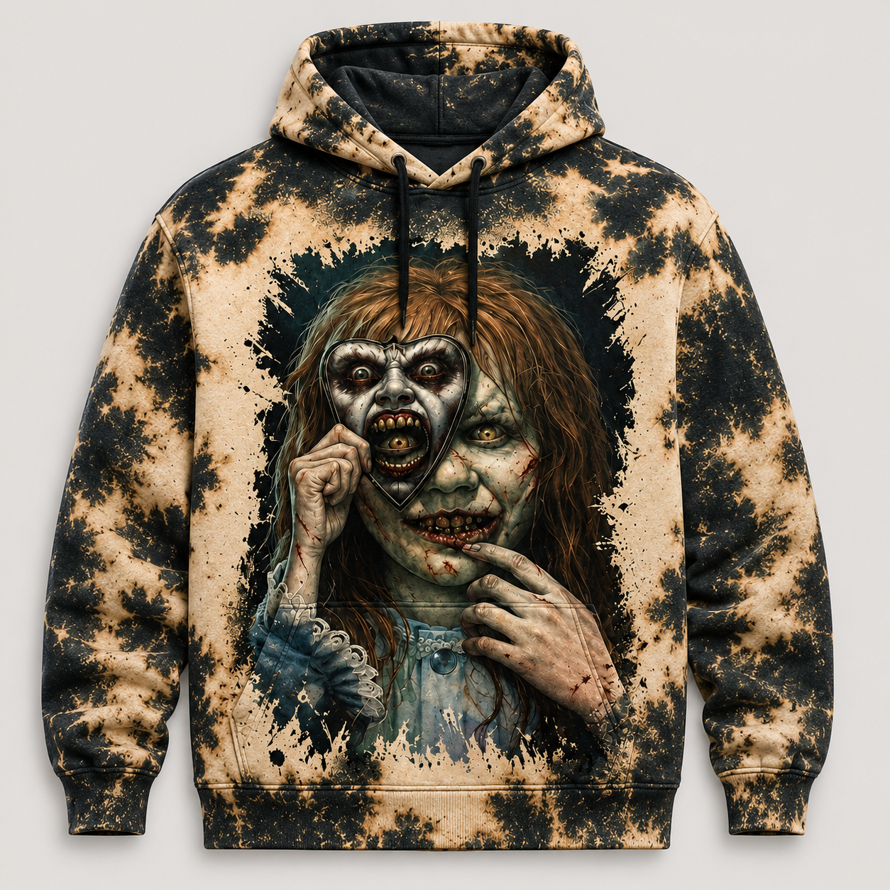 The Exorcist Horror Hoodie – Creepy Demon Girl Halloween All Over Print Hoodie, Haunted House Gothic Sweatshirt, Spooky Horror Gift