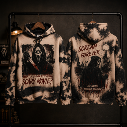 Ghostface Halloween Hoodie – What's Your Favorite Scary Movie? Horror All Over Print Hoodie, Slasher Halloween Sweatshirt, Gothic Gift