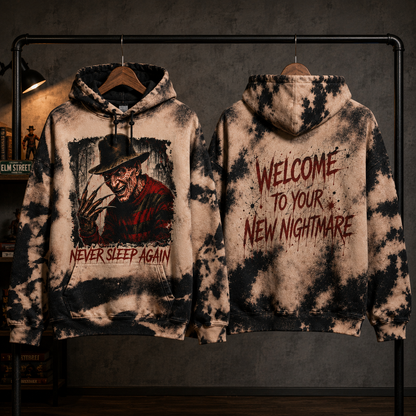 Freddy Krueger Halloween Hoodie – Never Sleep Again Horror All Over Print Hoodie, Elm Street Gothic Sweatshirt, Slasher Movie Fan Gift