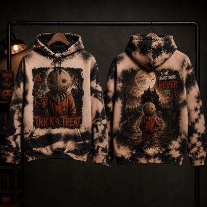 Trick 'r Treat Sam Halloween Hoodie – Horror Movie All Over Print Hoodie, Sam Pumpkin Mask Gothic Sweatshirt, Spooky Halloween Gift